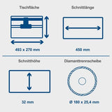 Flísasög með 180mm blaði  32mm Scheppach