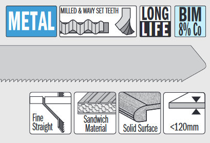 Step saw blade flex. metal 185mm &lt;120mm