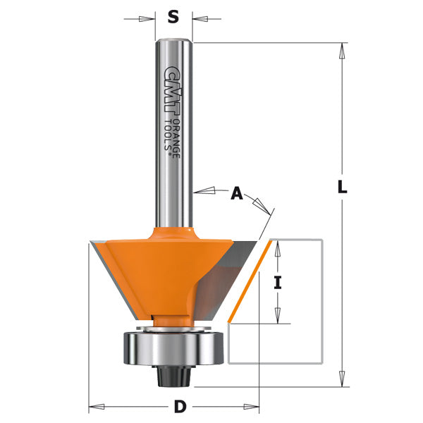 Milling tooth S=8mm 27mm 45° 