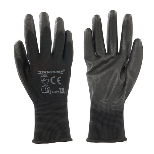 Silverline black thin work gloves