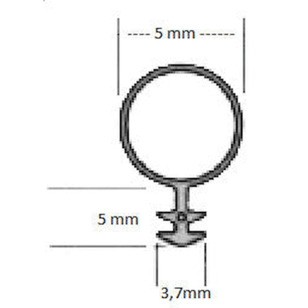 Siliconlisti O 5mm svart 3mm spor 1/150m