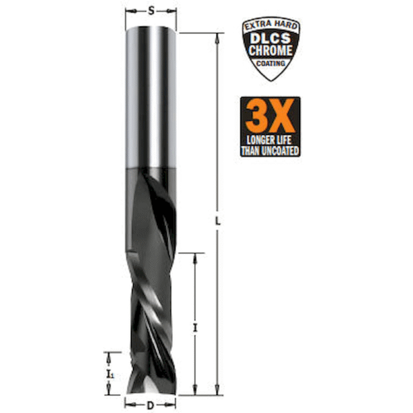 Fræsitönn upc/downc. DLCS 8mm 80mm