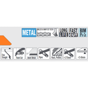 Sverðsagarblað 5st flex. metal 225mm