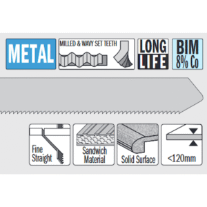 Stignsagarblað flex. metal 185mm