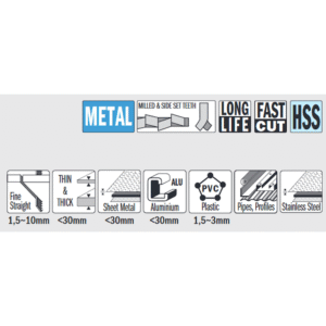 Stingsagarblöð 5st fast f málma 1,5-10mm